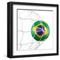 3D Rendering Of A Brazilian Soccer Ball In A Net-zentilia-Framed Art Print