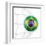 3D Rendering Of A Brazilian Soccer Ball In A Net-zentilia-Framed Art Print