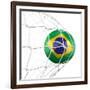 3D Rendering Of A Brazilian Soccer Ball In A Net-zentilia-Framed Premium Giclee Print
