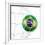 3D Rendering Of A Brazilian Soccer Ball In A Net-zentilia-Framed Art Print