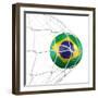 3D Rendering Of A Brazilian Soccer Ball In A Net-zentilia-Framed Art Print