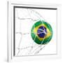 3D Rendering Of A Brazilian Soccer Ball In A Net-zentilia-Framed Art Print