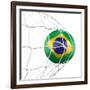 3D Rendering Of A Brazilian Soccer Ball In A Net-zentilia-Framed Art Print