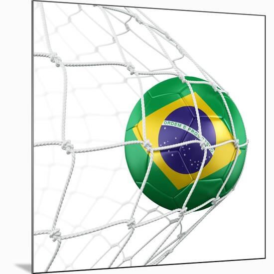 3D Rendering Of A Brazilian Soccer Ball In A Net-zentilia-Mounted Art Print