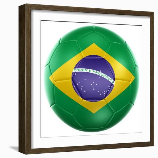 3D Rendering Of A Brazilian Soccer Ball Isolated On A White Background-zentilia-Framed Art Print