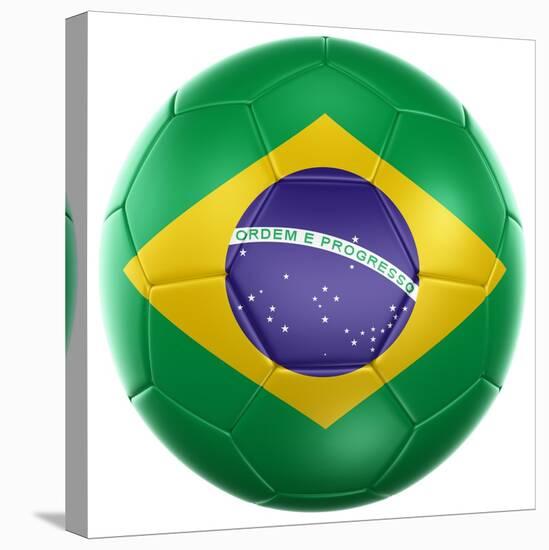 3D Rendering Of A Brazilian Soccer Ball Isolated On A White Background-zentilia-Stretched Canvas