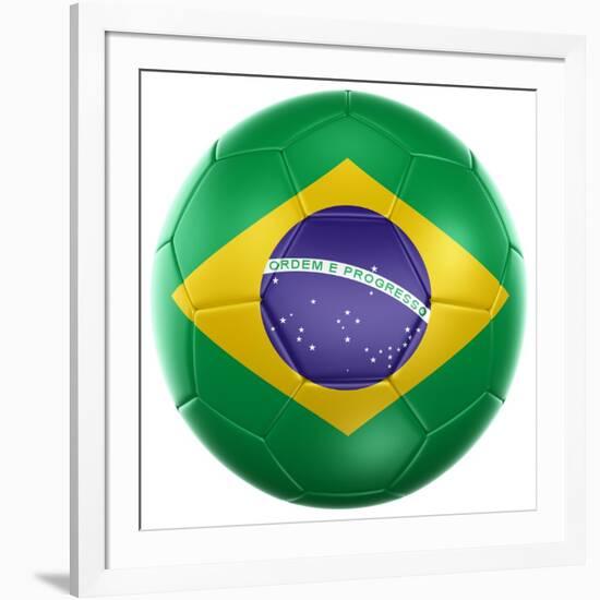 3D Rendering Of A Brazilian Soccer Ball Isolated On A White Background-zentilia-Framed Art Print