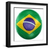 3D Rendering Of A Brazilian Soccer Ball Isolated On A White Background-zentilia-Framed Art Print