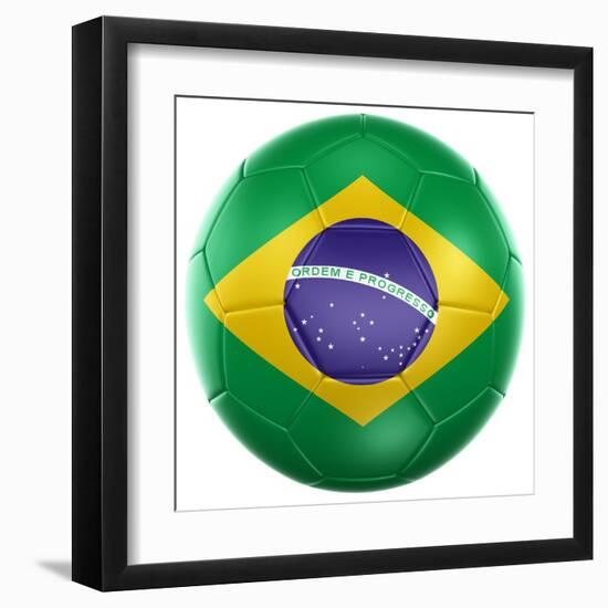 3D Rendering Of A Brazilian Soccer Ball Isolated On A White Background-zentilia-Framed Art Print