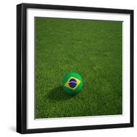 3D Rendering Of A Brazilian Soccerball Lying On Grass-zentilia-Framed Photographic Print