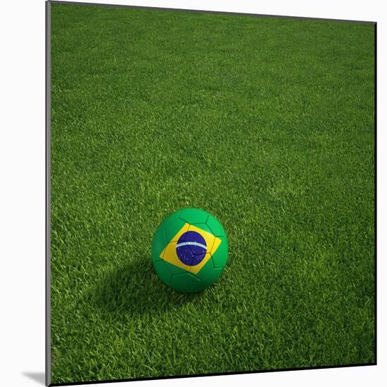 3D Rendering Of A Brazilian Soccerball Lying On Grass-zentilia-Mounted Photographic Print