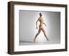 3D Rendering of a Naked Woman Walking, with Skeletal Bones Superimposed-null-Framed Art Print