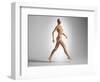 3D Rendering of a Naked Woman Walking, with Skeletal Bones Superimposed-null-Framed Art Print