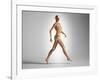 3D Rendering of a Naked Woman Walking, with Skeletal Bones Superimposed-null-Framed Art Print