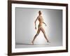 3D Rendering of a Naked Woman Walking, with Skeletal Bones Superimposed-null-Framed Art Print