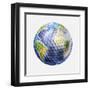 3D Rendering of a Planet Earth Golf Ball, White Background-null-Framed Art Print