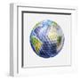 3D Rendering of a Planet Earth Golf Ball, White Background-null-Framed Art Print