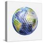 3D Rendering of a Planet Earth Golf Ball, White Background-null-Stretched Canvas