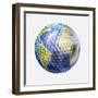 3D Rendering of a Planet Earth Golf Ball, White Background-null-Framed Art Print