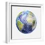 3D Rendering of a Planet Earth Golf Ball, White Background-null-Framed Art Print