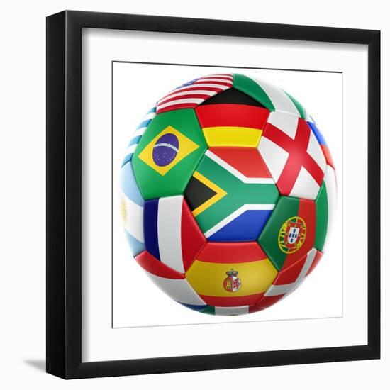 3D Rendering Of A Soccer Ball With Flags Of The Participating Countries In World Cup 2010-zentilia-Framed Art Print