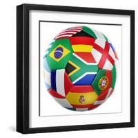 3D Rendering Of A Soccer Ball With Flags Of The Participating Countries In World Cup 2010-zentilia-Framed Art Print