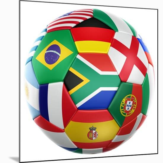 3D Rendering Of A Soccer Ball With Flags Of The Participating Countries In World Cup 2010-zentilia-Mounted Art Print