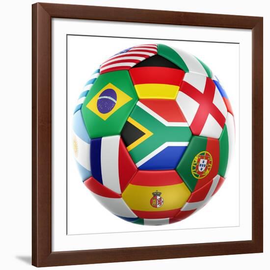 3D Rendering Of A Soccer Ball With Flags Of The Participating Countries In World Cup 2010-zentilia-Framed Art Print