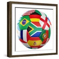 3D Rendering Of A Soccer Ball With Flags Of The Participating Countries In World Cup 2010-zentilia-Framed Art Print