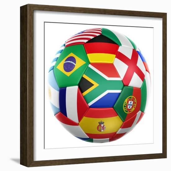 3D Rendering Of A Soccer Ball With Flags Of The Participating Countries In World Cup 2010-zentilia-Framed Art Print