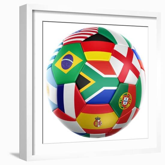 3D Rendering Of A Soccer Ball With Flags Of The Participating Countries In World Cup 2010-zentilia-Framed Art Print