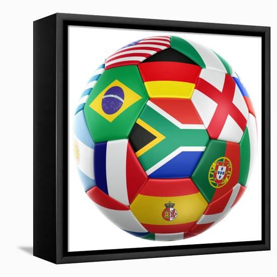 3D Rendering Of A Soccer Ball With Flags Of The Participating Countries In World Cup 2010-zentilia-Framed Stretched Canvas