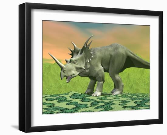 3D Rendering of a Styracosaurus Dinosaur-null-Framed Art Print