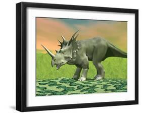 3D Rendering of a Styracosaurus Dinosaur-null-Framed Art Print