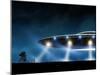 3D Rendering of Flying Saucer Ufo on Night Background-oorka-Mounted Art Print