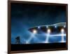 3D Rendering of Flying Saucer Ufo on Night Background-oorka-Framed Art Print