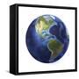 3D Rendering of Planet Earth, Centered on North America and South America-null-Framed Stretched Canvas