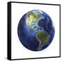 3D Rendering of Planet Earth, Centered on North America and South America-null-Framed Stretched Canvas