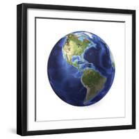 3D Rendering of Planet Earth, Centered on North America and South America-null-Framed Premium Giclee Print