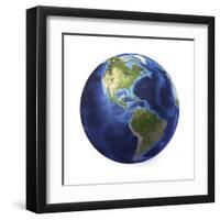 3D Rendering of Planet Earth, Centered on North America and South America-null-Framed Art Print