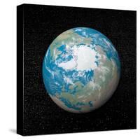 3D Rendering of Planet Earth Centered on the North Pole-null-Stretched Canvas