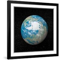 3D Rendering of Planet Earth Centered on the North Pole-null-Framed Art Print