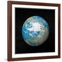 3D Rendering of Planet Earth Centered on the North Pole-null-Framed Art Print