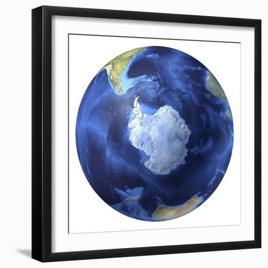 3D Rendering of Planet Earth, Centered On the South Pole-Stocktrek Images-Framed Photographic Print