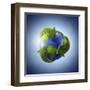 3D Rendering of Planet Earth Surrounded by the Recycle Symbol-null-Framed Art Print