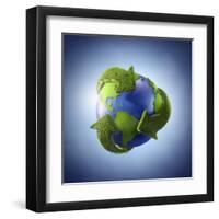 3D Rendering of Planet Earth Surrounded by the Recycle Symbol-null-Framed Art Print