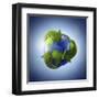 3D Rendering of Planet Earth Surrounded by the Recycle Symbol-null-Framed Art Print