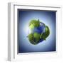 3D Rendering of Planet Earth Surrounded by the Recycle Symbol-null-Framed Art Print