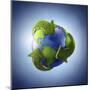 3D Rendering of Planet Earth Surrounded by the Recycle Symbol-null-Mounted Art Print