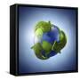 3D Rendering of Planet Earth Surrounded by the Recycle Symbol-null-Framed Stretched Canvas